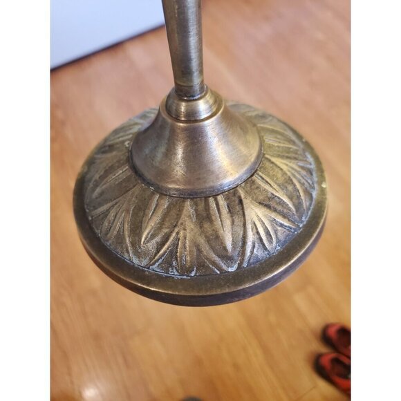 Brass And Colored Glass Candle Holder Goblet Tealight Votive 10 Inches tall‎ VTG - Picture 5 of 9